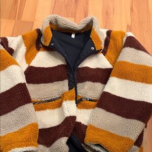 FP Movement by Free People Striped Cowl Sweater - Brown, Cream, Mustard